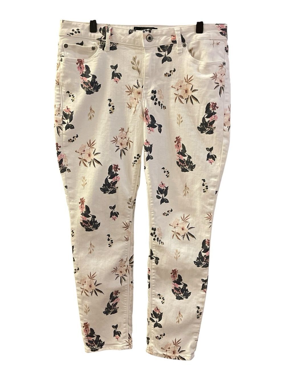 Women's LUCKY BRAND Jeans Style LOLITA CAPRI White Flower Print